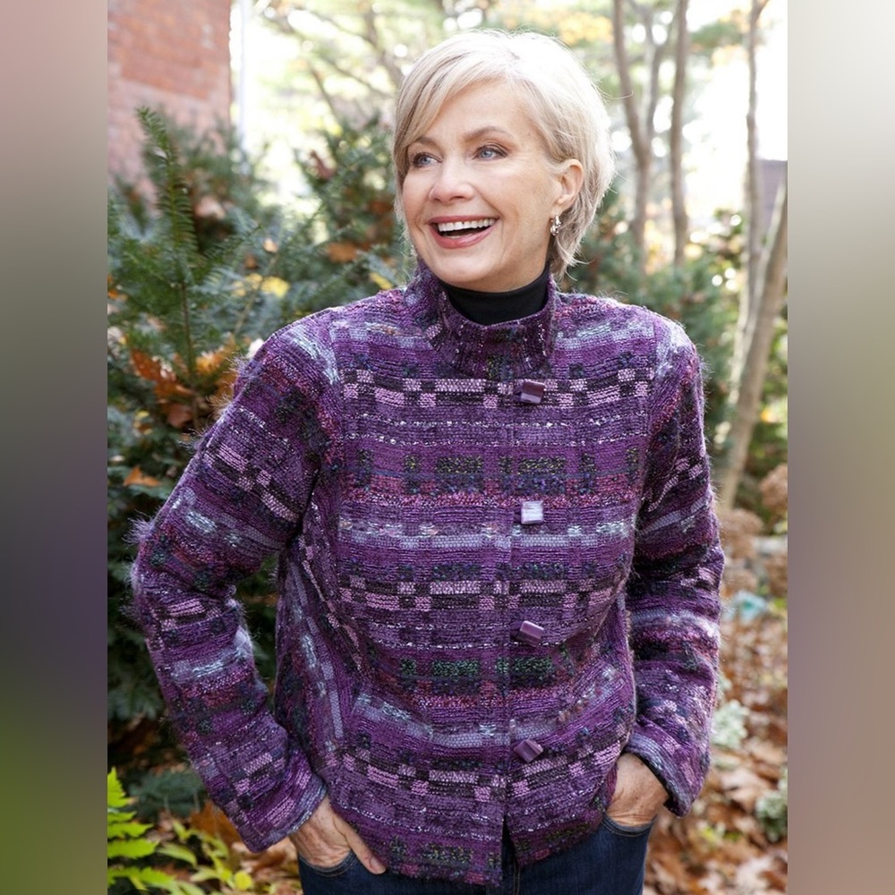 LUCILLE CRIGHTON Handwoven Artisan Jacket  Size 8